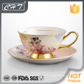 Porcelain modern gold rim tea cup saucer